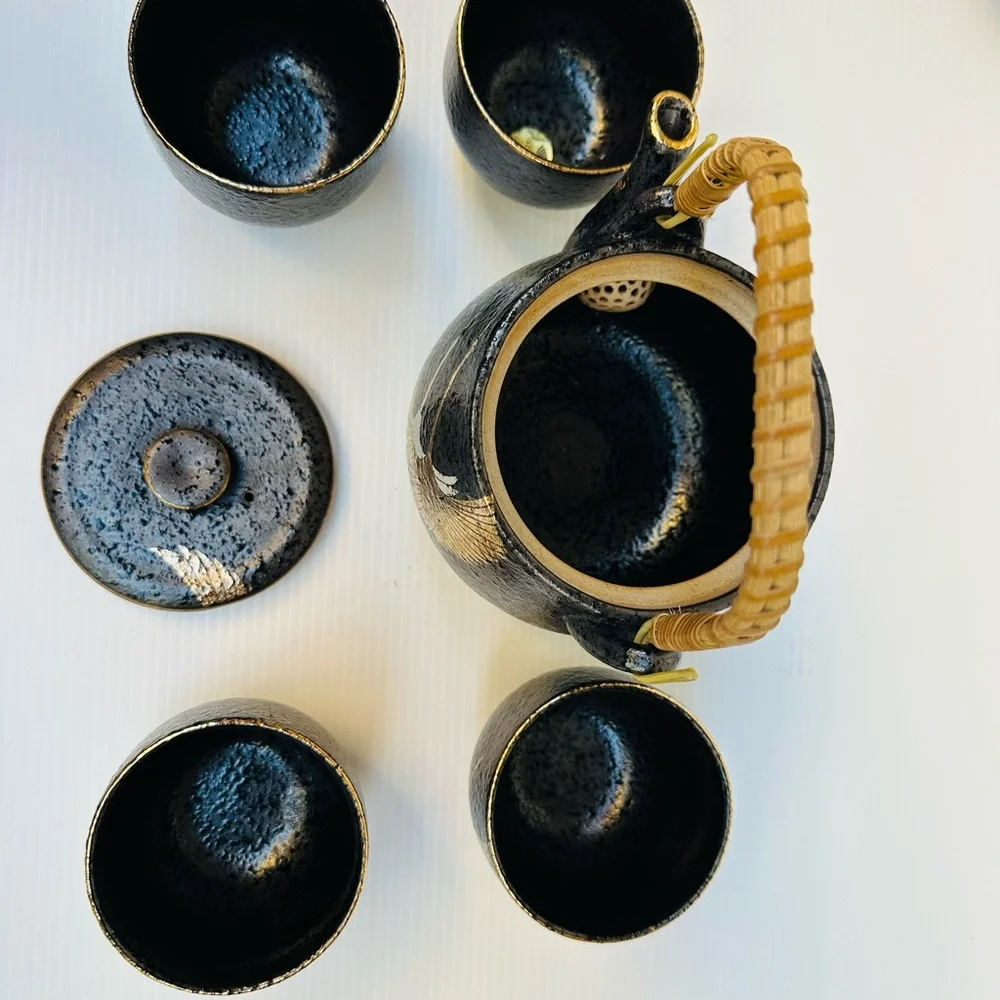 Japanese Black textured ceramic Tea Set – SENSU Trading – Made in Japan